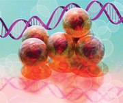 Computer image of stem cells and DNA