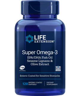 Super Omega-3 EPA/DHA Fish Oil, Sesame Lignans & Olive Extract (Enteric Coated)