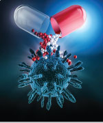 computer illustration of virus cell