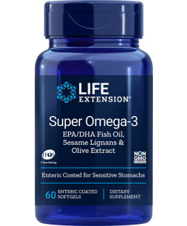 Super Omega-3 EPA/DHA Fish Oil, Sesame Lignans & Olive Extract (Enteric Coated)